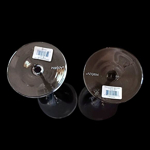 2 Mikasa KYA Smoke Wine Glasses Goblets Red Crystal Elegant Classic Holiday Rare - Picture 11 of 16